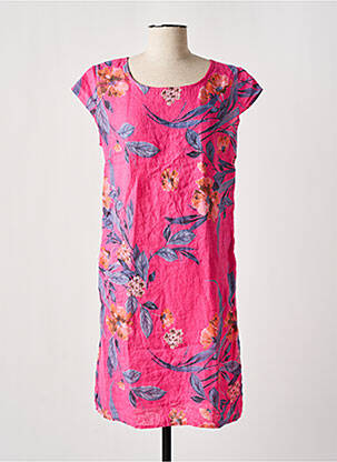 Robe mi-longue rose COULEURS DU TEMPS pour femme