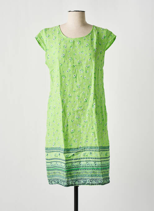 Robe mi-longue vert COULEURS DU TEMPS pour femme
