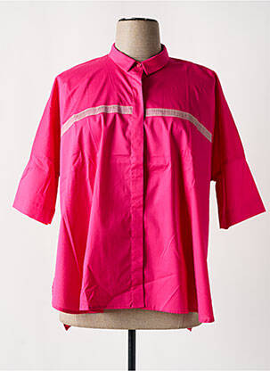 Chemisier tissage popeline manches 3/4 rose SEMIOLOGY femme
