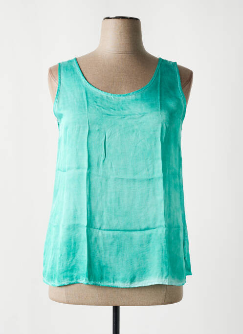 Top coupe fluide sans manche vert SEMIOLOGY femme