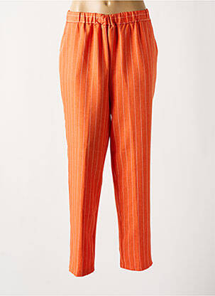 Pantalon droit tissage crêpe taille haute orange SOPHIA CURVY femme