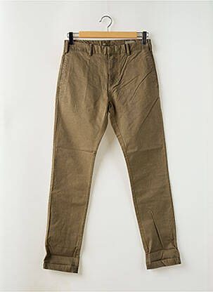 Pantalon chino fermeture zippée sous rabat avec crochet taille normale vert SELECTED homme