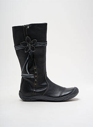 Bottes tissage satiné bout rond noir NOËL fille