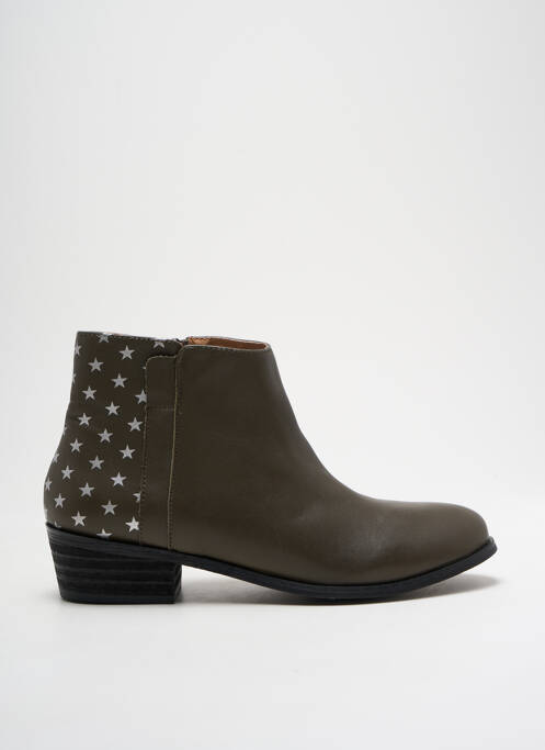Bottines/boots matière lisse talon plat jusqu'à 3cm vert KARSTON femme