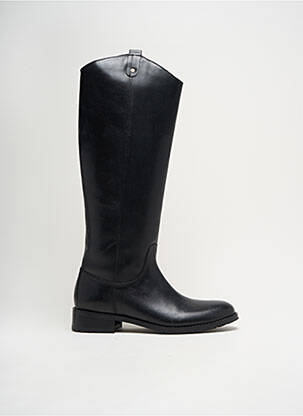 Bottes tissage satiné talon plat jusqu'à 3cm noir REBECA SANVER femme