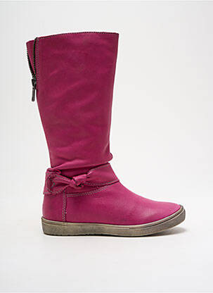 Bottes matière lisse bout rond rose NOËL fille