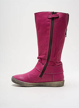Bottes matière lisse bout rond rose NOËL fille