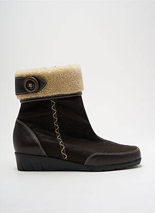 Bottines/boots tissage satiné talon plat jusqu'à 3cm marron PEDI GIRL femme