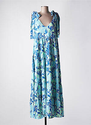 Robe longue imprimé fantaisie sans manche bleu GENESIS femme