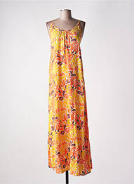 Robe longue imprimé fantaisie fines bretelles orange GENESIS femme