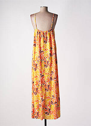 Robe longue imprimé fantaisie fines bretelles orange GENESIS femme