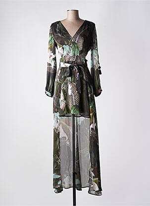Robe longue manches longues manches longues vert GUESS femme