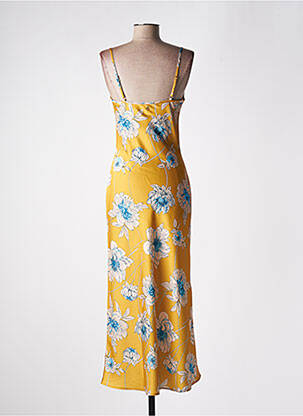 Robe longue imprimé fleurs fines bretelles jaune GUESS femme