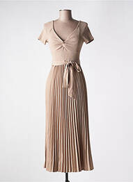 Robe longue manches courtes manches courtes beige GUESS femme