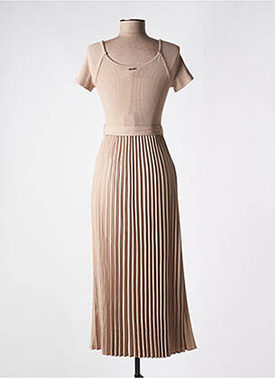 Robe longue manches courtes manches courtes beige GUESS femme