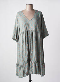 Robe courte coupe évasée manches courtes vert GENESIS femme