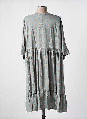 Robe courte coupe évasée manches courtes vert GENESIS femme