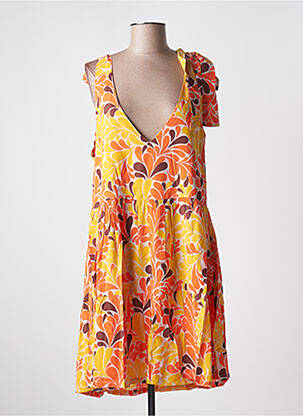 Robe mi-longue imprimé fantaisie sans manche orange GENESIS femme