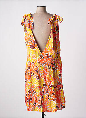 Robe mi-longue imprimé fantaisie sans manche orange GENESIS femme