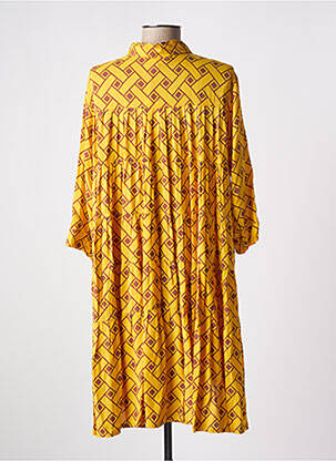 Robe mi-longue manches 3/4 manches 3/4 jaune GENESIS femme