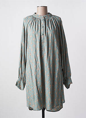 Robe courte coupe fluide manches longues vert GENESIS femme