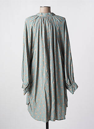 Robe courte coupe fluide manches longues vert GENESIS femme