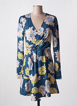 Robe courte coupe évasée manches longues bleu GUESS femme