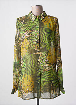 Chemisier tissage crêpe manches longues vert GUESS femme