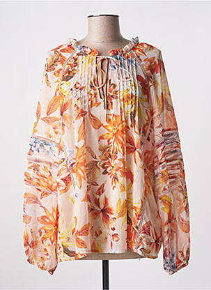 Blouse légère et transparente manches longues orange GUESS femme