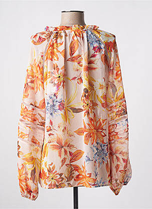 Blouse légère et transparente manches longues orange GUESS femme