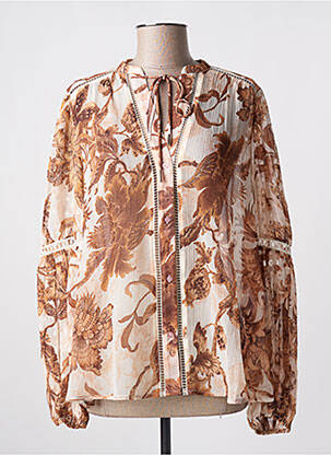 Chemisier imprimé fleurs manches longues marron GUESS femme