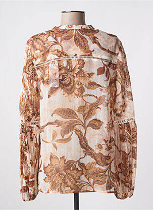 Chemisier imprimé fleurs manches longues marron GUESS femme