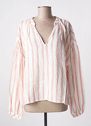 Blouse poignets boutonnés avec fente manches longues blanc CHERRY PARIS femme