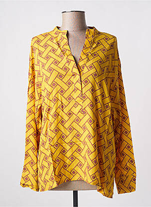 Blouse tissage popeline manches longues jaune GENESIS femme