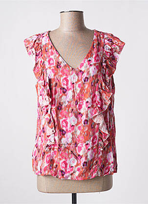 Blouse tissage popeline manches courtes rose IMPREVU femme