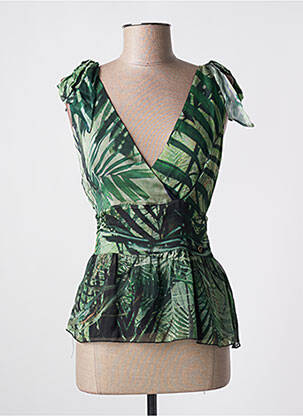 Top coupe cintrée sans manche vert GUESS femme