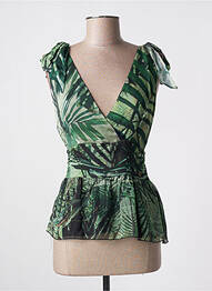 Top coupe cintrée sans manche vert GUESS femme