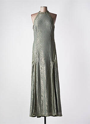 Robe longue manches dos nu sans manche vert GUESS femme
