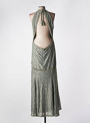 Robe longue manches dos nu sans manche vert GUESS femme