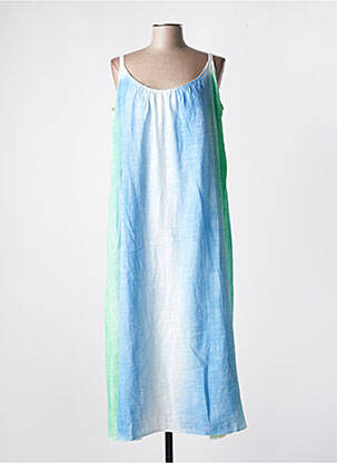 Robe longue coupe fluide fines bretelles bleu IMPREVU femme