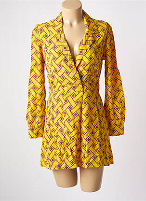 Combishort fermeture boutonnée sur le devant manches longues jaune GENESIS femme