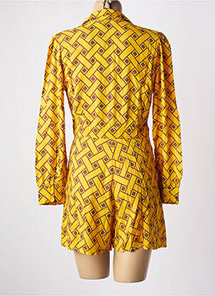 Combishort fermeture boutonnée sur le devant manches longues jaune GENESIS femme
