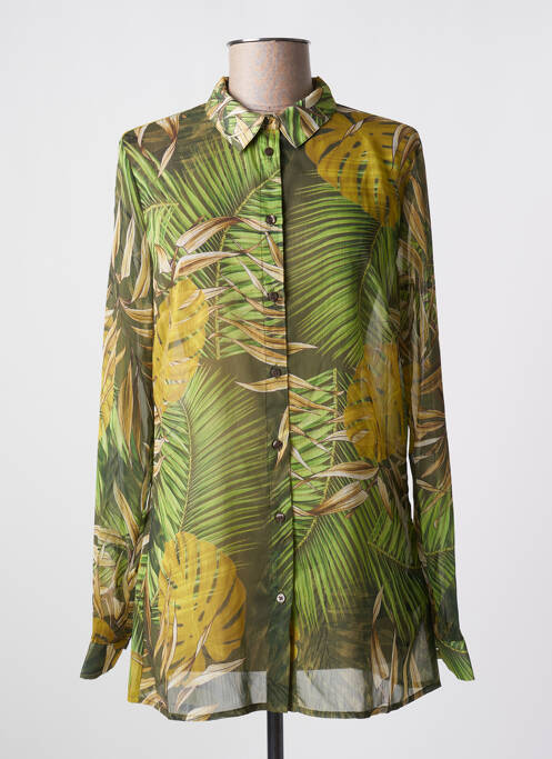 Chemisier tissage crêpe manches longues vert GUESS femme