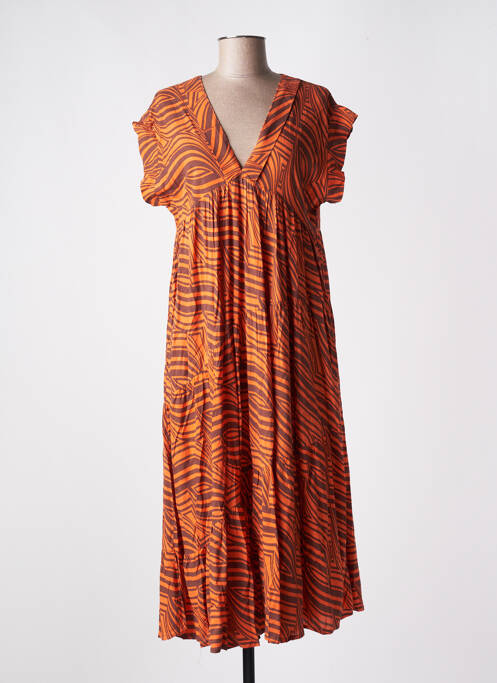 Robe mi-longue orange GENESIS pour femme