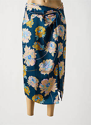 Jupe mi-longue fermeture zip latéral bleu GUESS femme