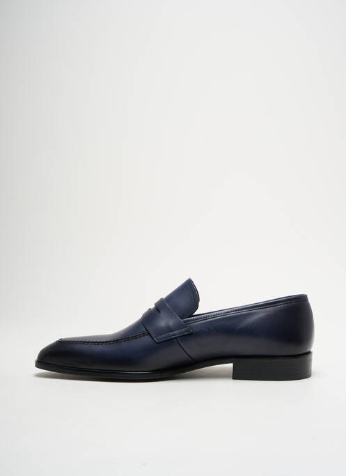 Mocassins bout pointu talon bas bleu PERTINI homme