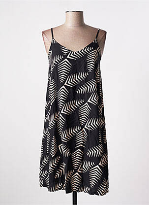 Robe mi-longue imprimé fantaisie fines bretelles noir VERO MODA femme
