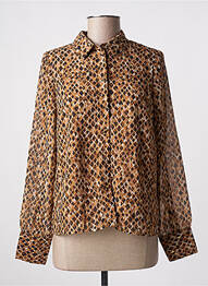 Chemisier tissage crêpe manches longues marron VERO MODA femme