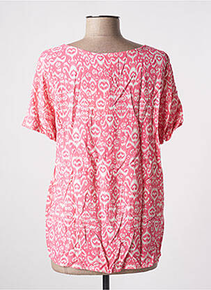 Blouse tissage popeline manches courtes rose ICHI femme
