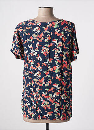 Blouse tissage popeline manches courtes bleu ICHI femme